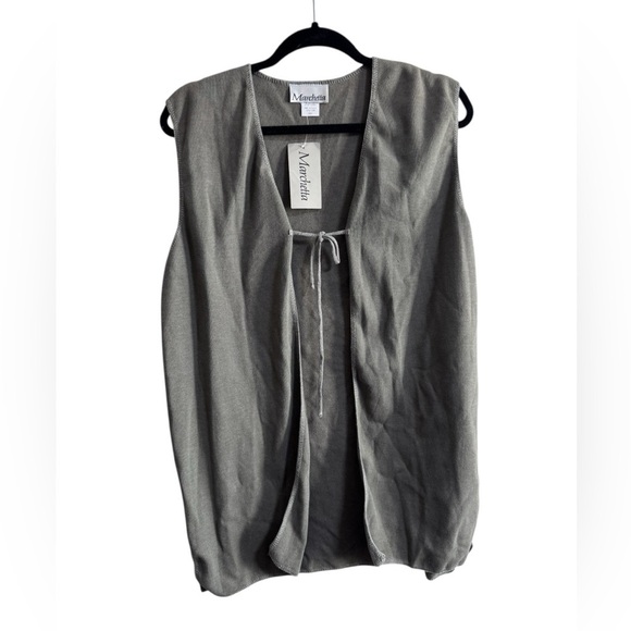 marchetta Jackets & Blazers - Marchetta Open Front Tie Vest Gray Women’s Large NWT Minimalist USA